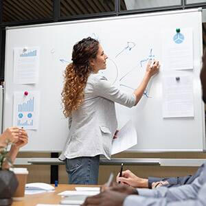 Amtivo (Formerly Certification Europe and EQA) - ISO 50001 Climate Carbon Budget Training - A person writing on a whiteboard while the learners are taking notes